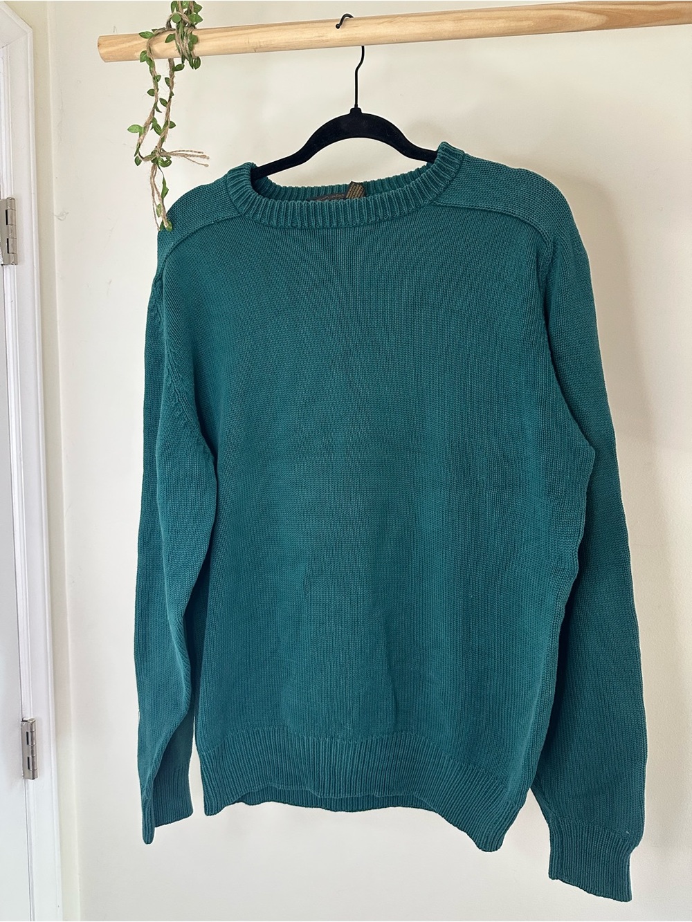 Men’s Large Tall | Vintage 90s Eddie Bauer Forest Teal 100% Cotton Sweater